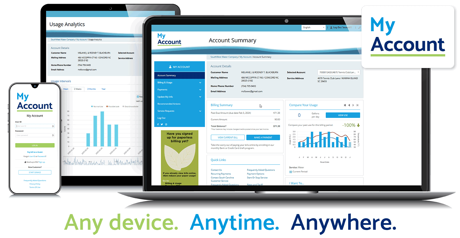 My Account Portal on 3 Types of Devices