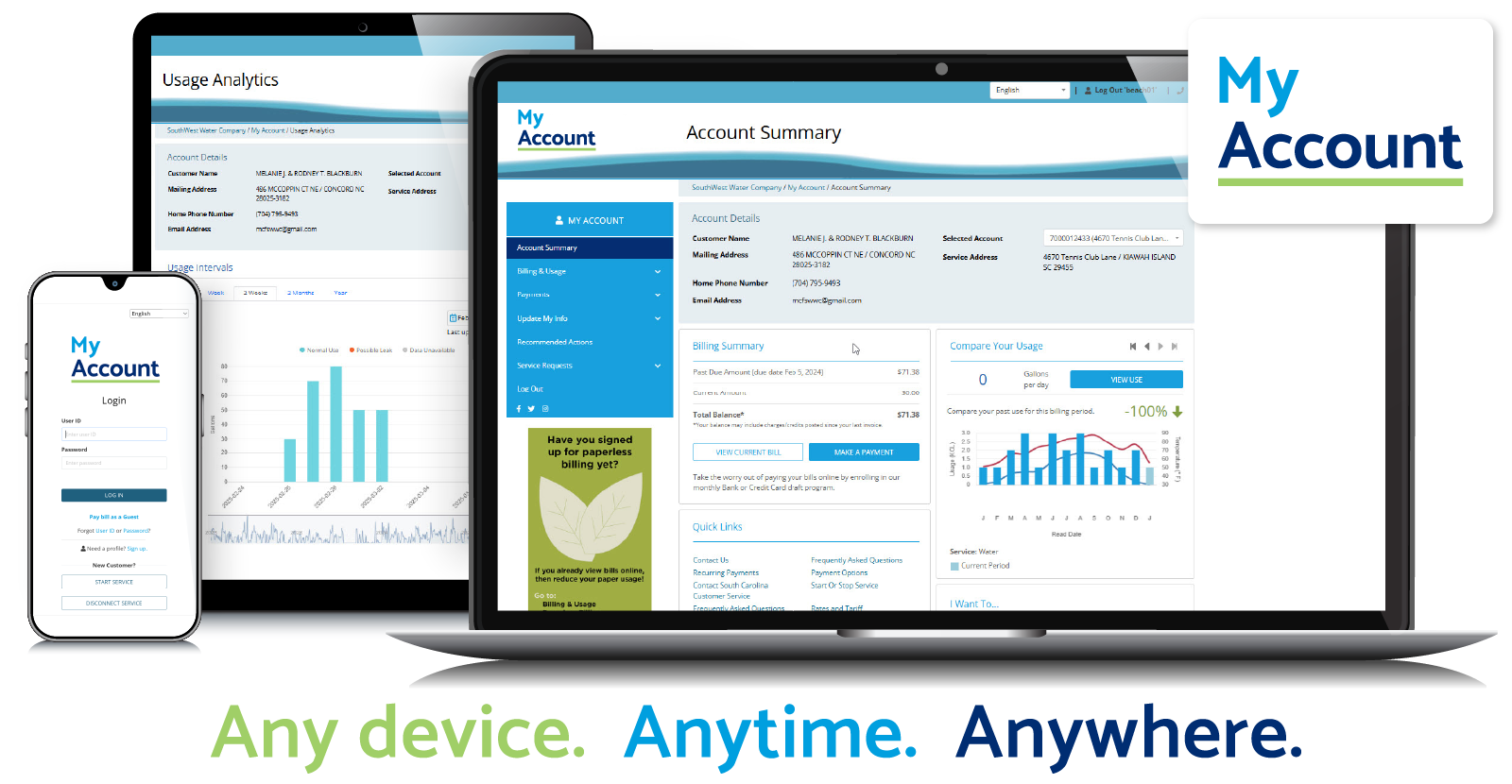 My Account Portal on 3 Types of Devices